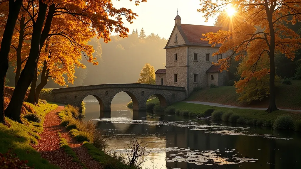 Skaista daba un pils rudens krāsās